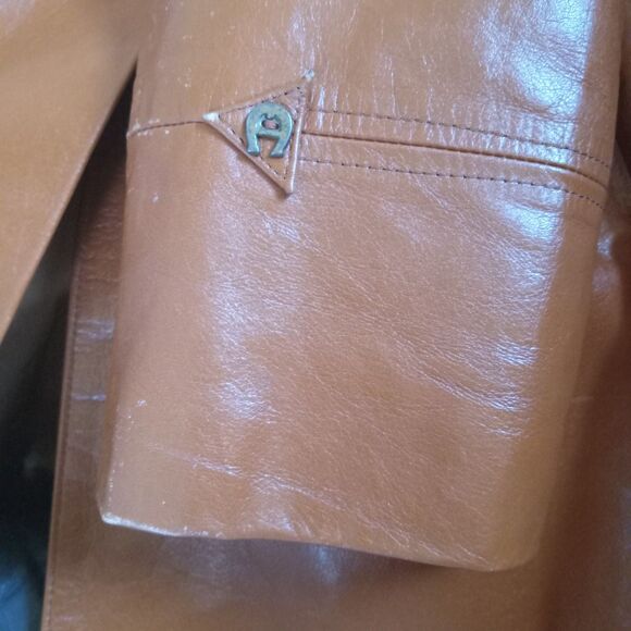 Etienne Aigner Size 10 Vintage Leather Jacket Coat Women's Camel Brown - Picture 11 of 14
